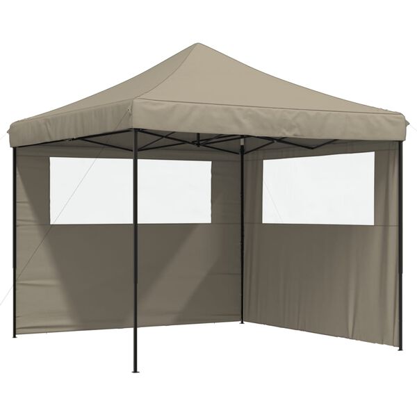 vidaXL Foldable Party Tent Pop-Up with 2 Sidewalls Taupe
