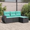 vidaXL Garden Sofa Set Black PE Rattan Adjustable Feet Garden Sofa Set
