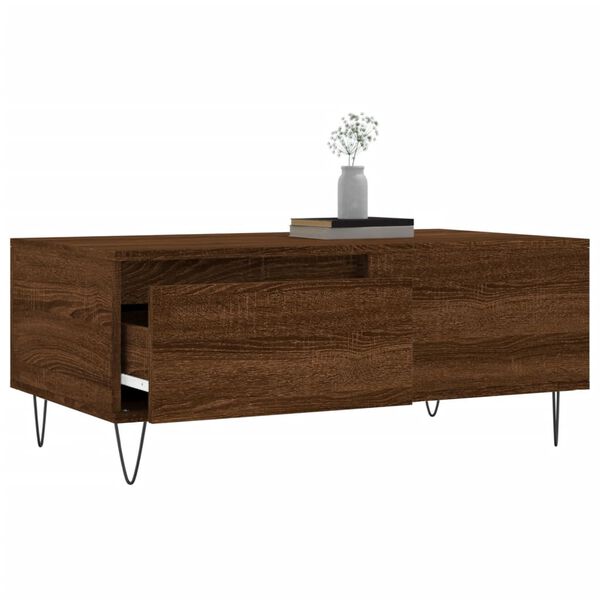 vidaXL Coffee Table Brown Oak Engineered Wood, Metal Medium Coffee Table