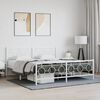 vidaXL Bed Frame White Powder-Coated Steel Super King Metal Bed