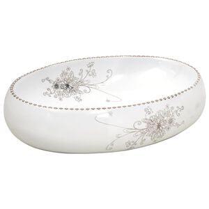 vidaXL Countertop Basin White Oval 23.2x15.7x5.9" Ceramic