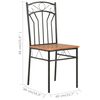 vidaXL Dining Chair Set of 2 Brown and Black MDF and Steel Standard