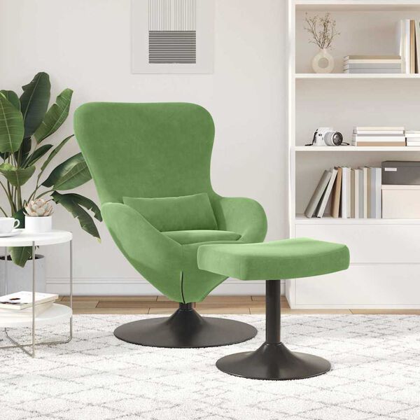 vidaXL Egg Chair with Footstool Light Green 24.80 x 28.74 x 35.43 in