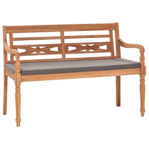 vidaXL Bench Dark Grey Cushion, Teak Wood Teak Wood, Fabric 47.2 in
