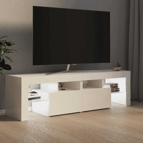 vidaXL TV Cabinet High gloss white Engineered wood 55.1 x 14.4 x 15.7 in