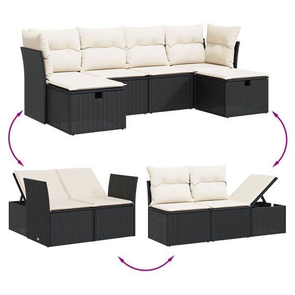 vidaXL Garden Sofa Set Black Poly Rattan Large Modular Garden Sofa Set