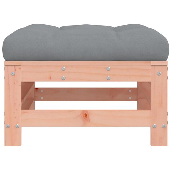 vidaXL Garden Footstool Wood: Natural, Cushion: Grey Solid Douglas wood