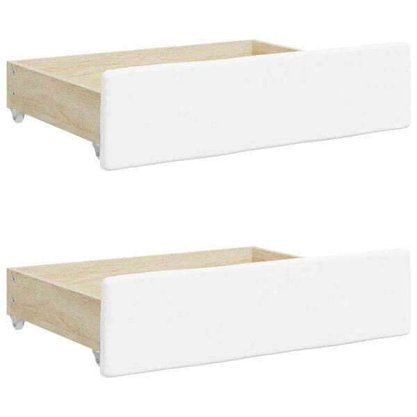 vidaXL Bed Drawer White Engineered wood, faux leather Standard Storage
