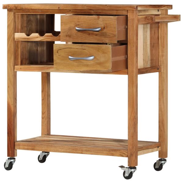 vidaXL Kitchen Trolley 31.5"x17.7"x35.8" Solid Wood Acacia