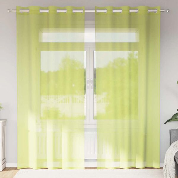 vidaXL Voile Curtains with Grommets 2 pcs Apple Green 55.1x88.6"