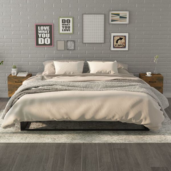 vidaXL Bedside Cabinet Set of 2 Smoked oak Engineered wood, metal Medium