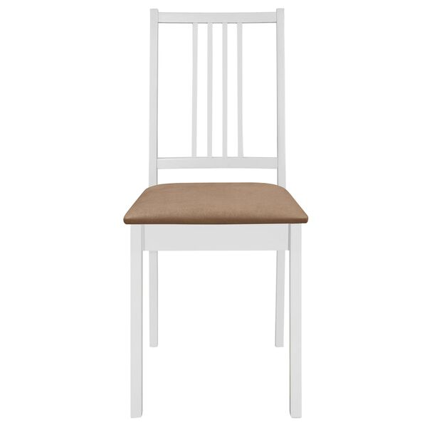 vidaXL Dining Chair Set of 2 White and cream Solid wood and polyester