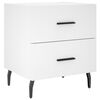 vidaXL Bedside Cabinet Set of 2 White Engineered wood, iron, aluminum