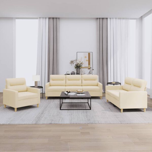 vidaXL Sofa Set Cream Fabric (100% polyester), metal, textilene, plywood