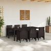 vidaXL Garden Dining Set 7 pcs Brown Polt rattan