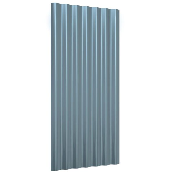 vidaXL Roof Panels 12 pcs Galvanized Steel Gray 31.5"x14.2"