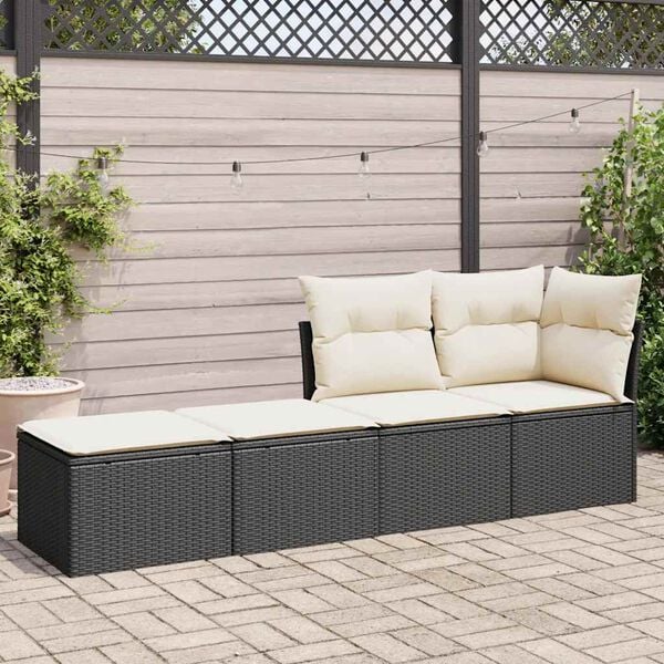 vidaXL Garden Sofa Set Black, Cream White