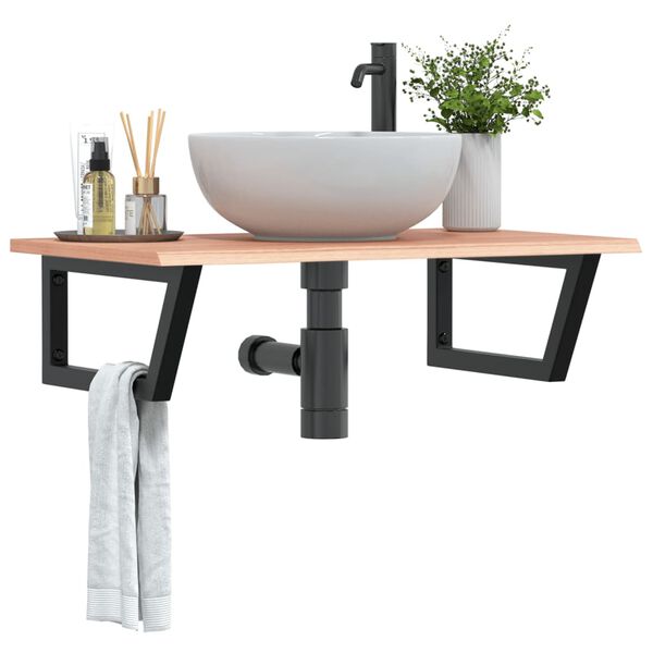 vidaXL Basin Shelf Wall Mounted Steel and Solid Wood Oak