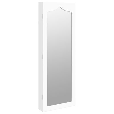vidaXL Mirror Jewelry Cabinet Wall Mounted White 14.8" x 3.9" x 41.7"