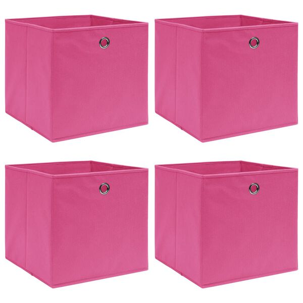vidaXL Storage Box Set of 4 Pink Non-woven fabric (100% polyester)