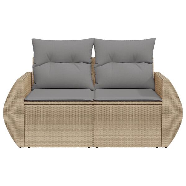 vidaXL Garden Sofa Beige Poly Rattan, Powder-Coated Steel Medium