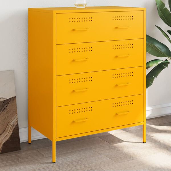 vidaXL Sideboard Mustard yellow Steel 26.8 in x 15.4 in x 35.0 in