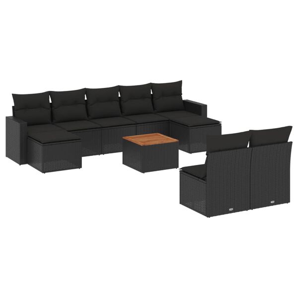 vidaXL Garden Sofa Set Black