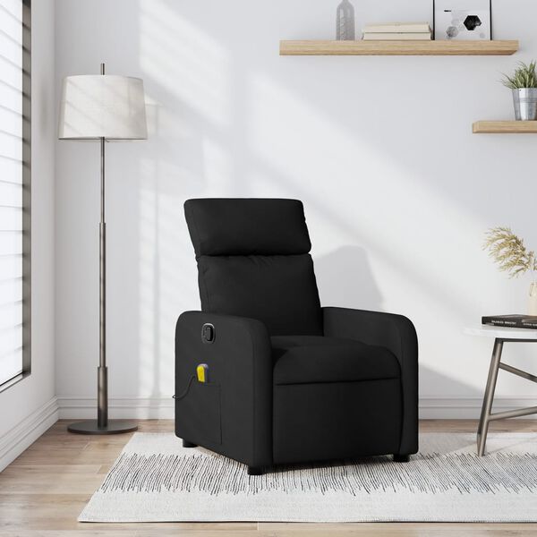 vidaXL Massage Recliner Chair Black Polyester fabric, metal, plywood