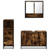vidaXL Bathroom Furniture Set Smoked Oak Engineered Wood, Metal, Glass