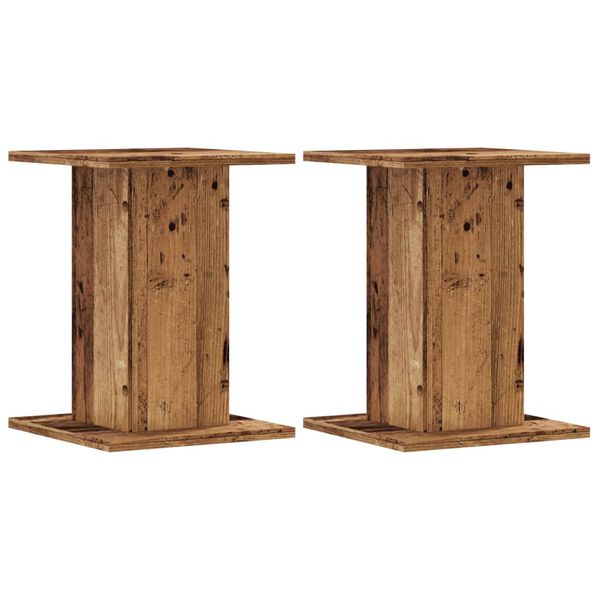vidaXL Plant Stands 2 pcs Old Wood 11.8x11.8x15.7" Engineered Wood