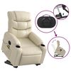 vidaXL Electric Stand up Massage Recliner Chair Cream Faux Leather