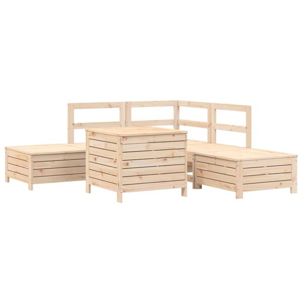 vidaXL Garden Sofa Set Natural wood Solid pine wood 6 Piece Set Modular