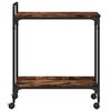vidaXL Kitchen Trolley Smoked Oak 23.8"x12.2"x28.5" Engineered Wood