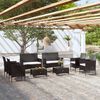 vidaXL Garden Lounge Set Black PE rattan, powder-coated steel, glass