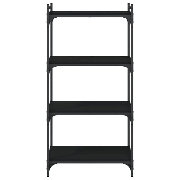 vidaXL Bookcase Black Engineered wood Medium Adjustable Feet Bookcase