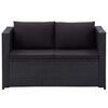 vidaXL Patio Sofa Set Set of 3 Black PE Rattan 3-Piece Set