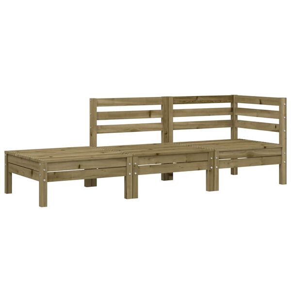 vidaXL Garden Sofa Natural wood Treated solid pine wood 3-Seater Modular