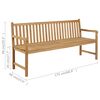 vidaXL Patio Bench with Beige Cushion 68.9" Solid Teak Wood