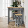 vidaXL Bar Stool Grey Solid Pine Wood with Honey Wax Finish Medium