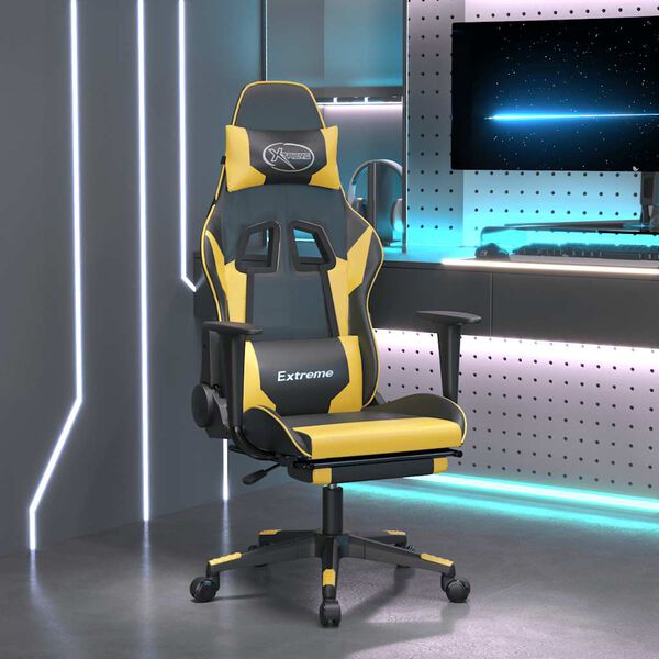 vidaXL Gaming Chair Black and Gold Faux leather, metal, plywood, foam