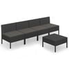 vidaXL Garden Lounge Set Black PE Rattan Medium Modular