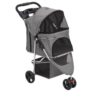 vidaXL Dog Stroller Grey 300D Oxford fabric, steel Medium Foldable
