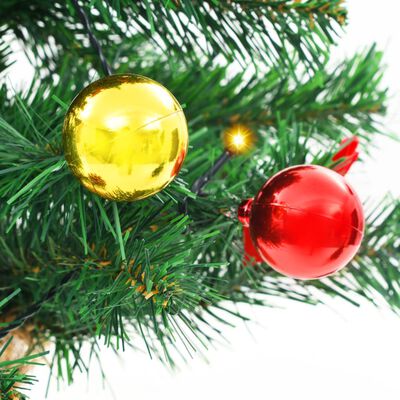 vidaXL Artificial Pre-lit Christmas Tree with Baubles Green 2 ft