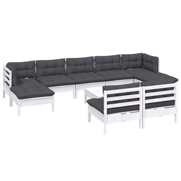 vidaXL Garden Lounge Set White, Anthracite