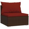 vidaXL Garden Lounge Set Poly Rattan Color: Brown, Cushion Color: Cinnamon Red