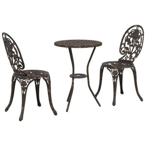 vidaXL Garden Bistro Set 3 pcs Bronze Aluminium