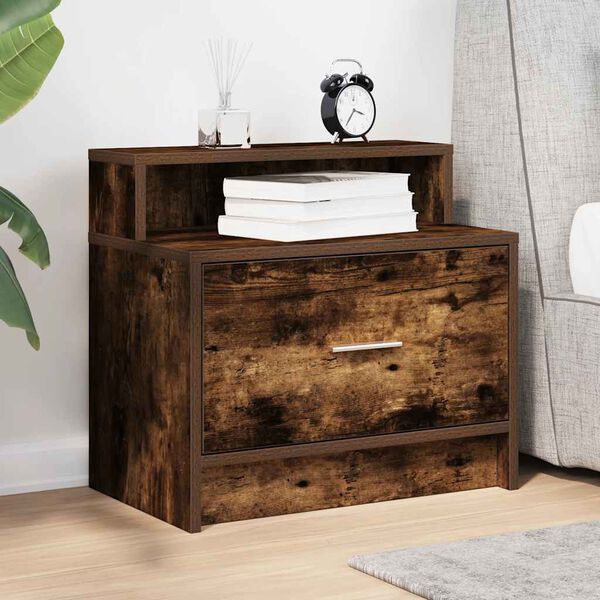 vidaXL Nightstand Smoked oak Engineered wood 20.1x12.2x18.5 in