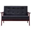 vidaXL Sofa Set Black Faux Leather, Wood 2-seater and 3-seater sizes