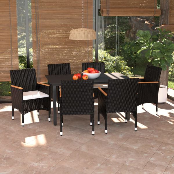 vidaXL Dining Set Black PE rattan Medium Durable Dining Set