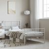 vidaXL Metal Bed Frame White Powder-Coated Steel Single Metal Bed Frame